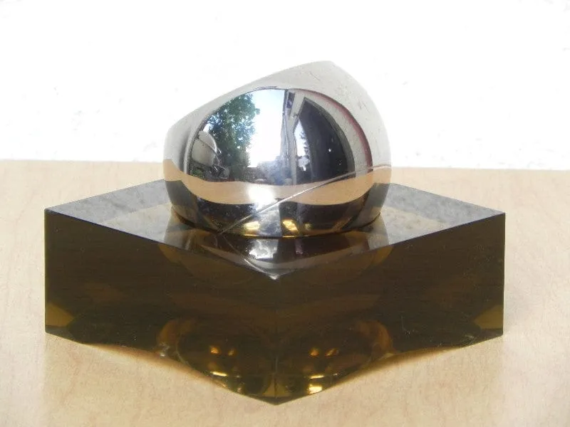 Swiza Rare Chrome Ball Clock in Smoked Lucite Base