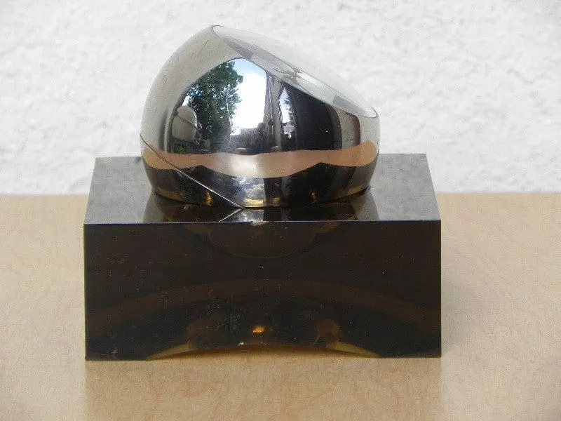 Swiza Rare Chrome Ball Clock in Smoked Lucite Base