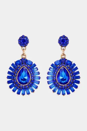 Teardrop Shape Glass Stone Dangle Earrings
