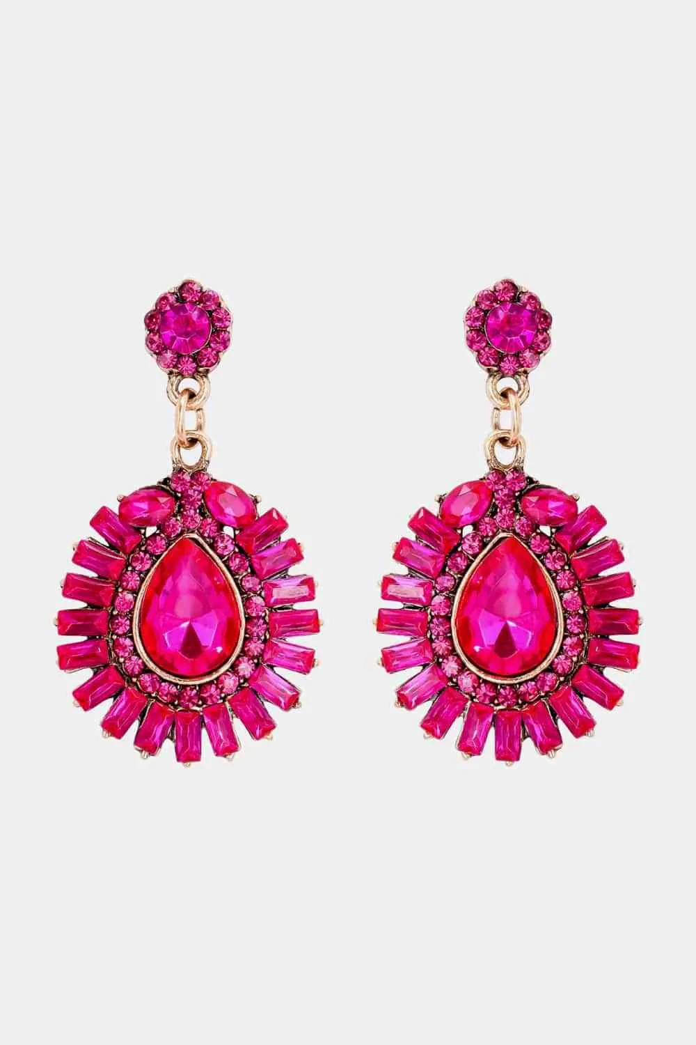 Teardrop Shape Glass Stone Dangle Earrings