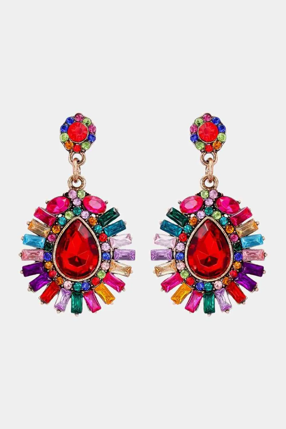Teardrop Shape Glass Stone Dangle Earrings