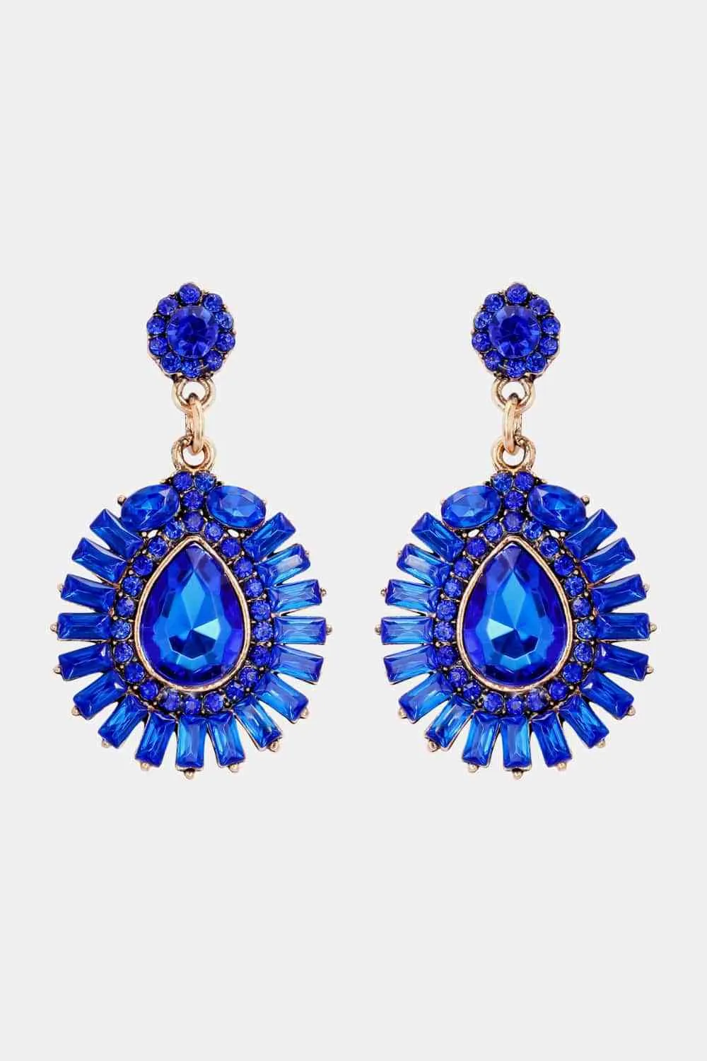 Teardrop Shape Glass Stone Dangle Earrings