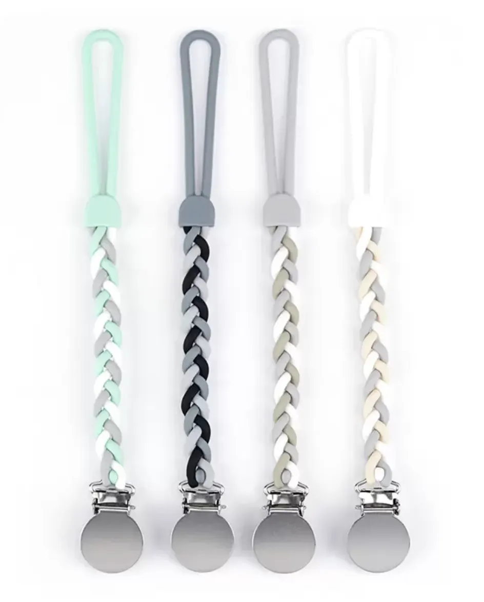 The Braided Silicone Pacifier Clip - Various Colours