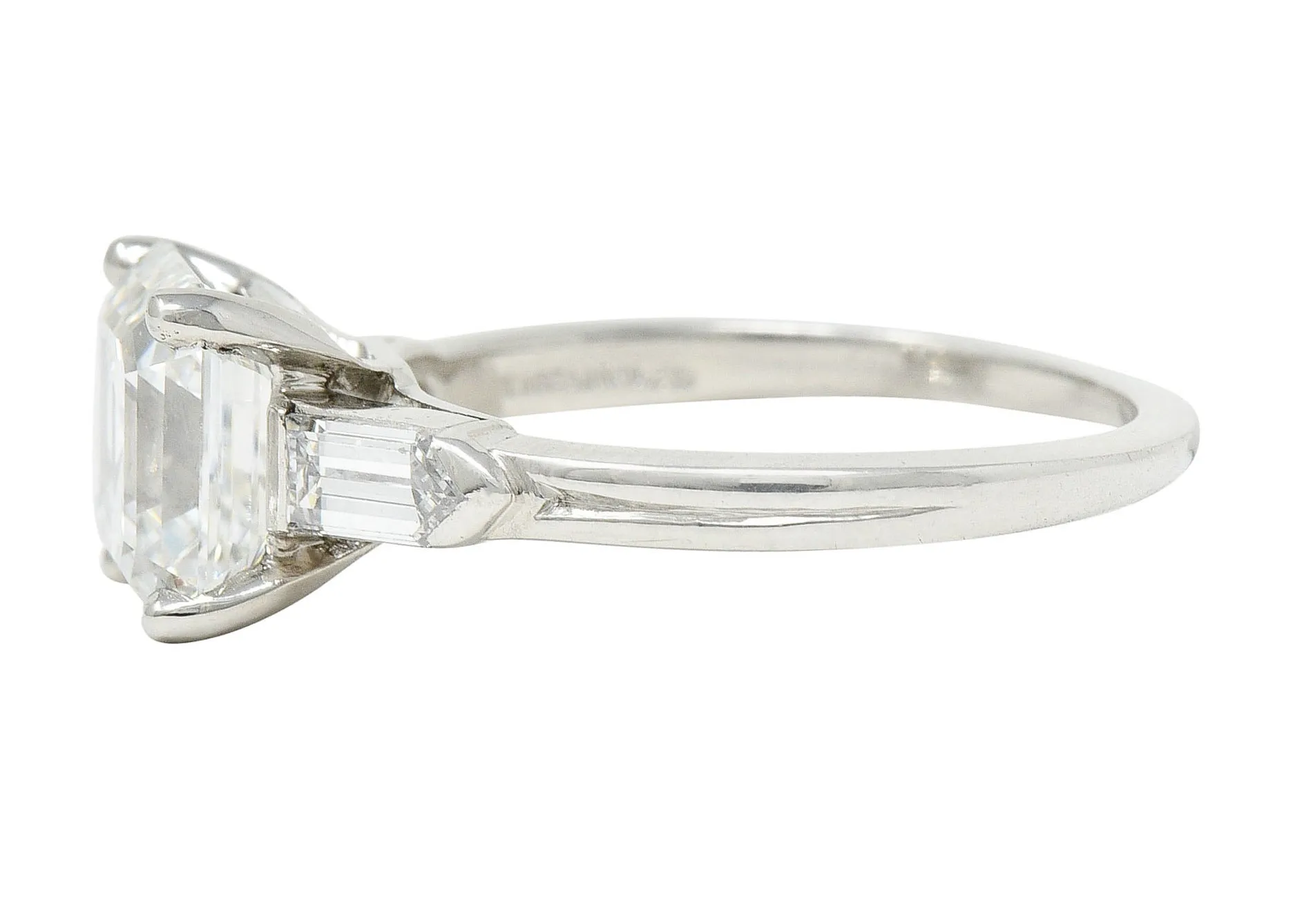 Tiffany & Co. 4.28 CTW Asscher Diamond Platinum Engagement Ring