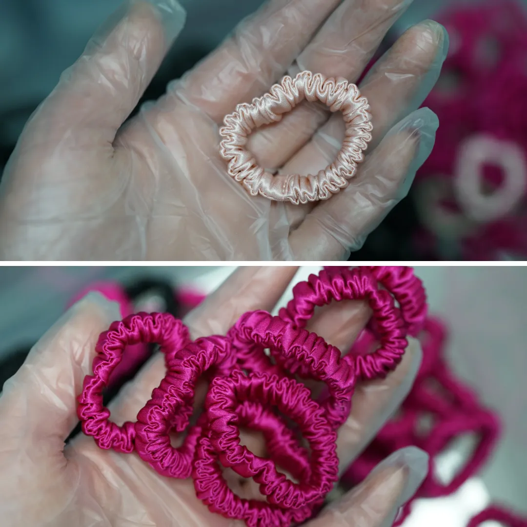 Tiny Silk Scrunchie Custom Wholesale - French Minnie skinny - For Adult / Baby / toddlers