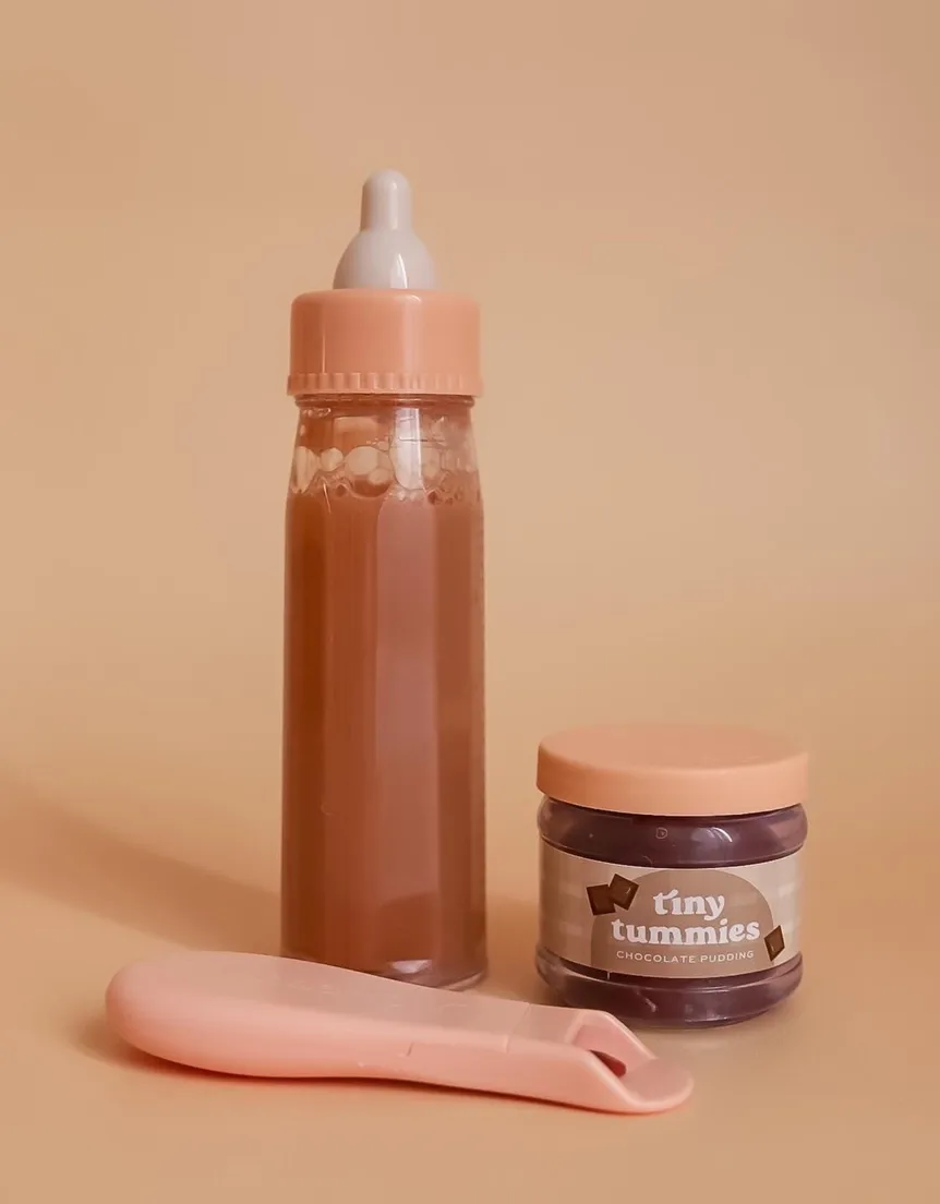 Tiny Tummies Puree & Milk Bottle Set - Chocolate