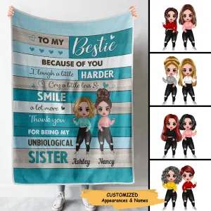 To My Bestie Green Wood Texture Personalized Blanket