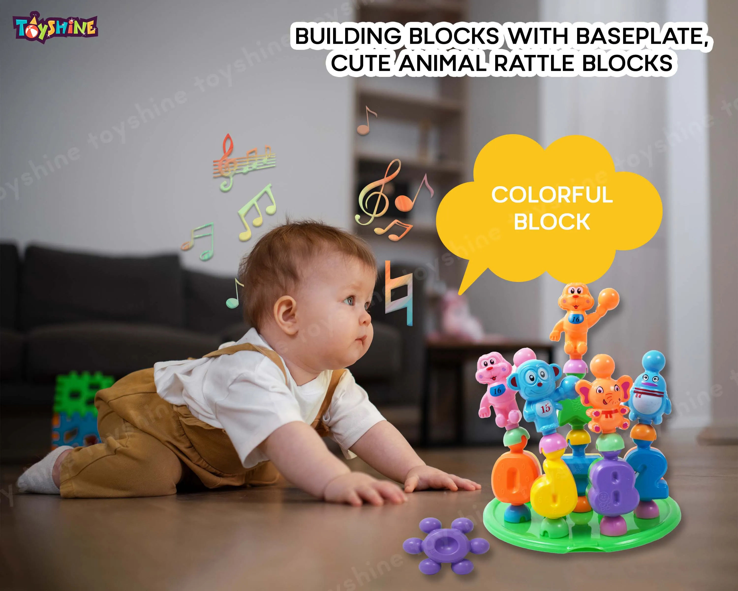 Toyshine 28 pc DIY Alphabet Learning Blocks with Baseplate and Cartoon Figures Early Education Toy for Kids