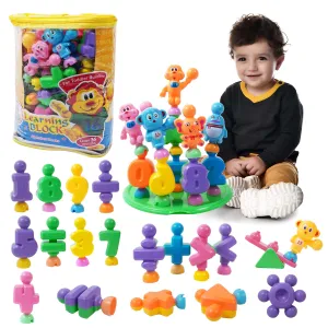 Toyshine 28 pc DIY Alphabet Learning Blocks with Baseplate and Cartoon Figures Early Education Toy for Kids