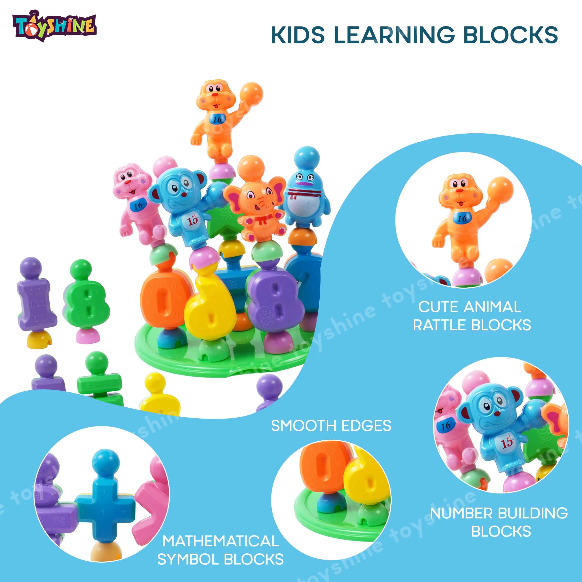 Toyshine 28 pc DIY Alphabet Learning Blocks with Baseplate and Cartoon Figures Early Education Toy for Kids