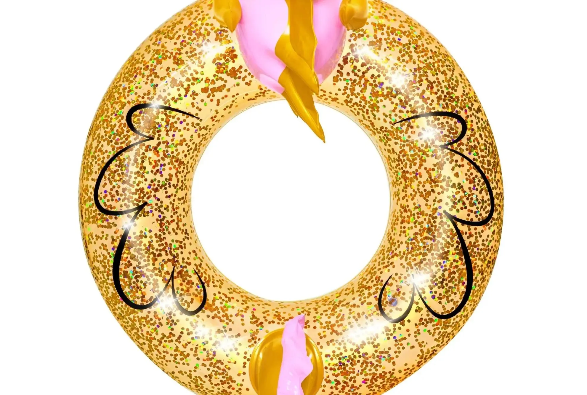Toyshine 45'' Golden Star Sea Horse Pool Rings, Baby Pool, Swimming Rings for Kids, Inflatable Tubes, Summer Fun Water Toys for Kids, Party Fun, Beach Outdoor Party Supplies 1.15M x 1.04M