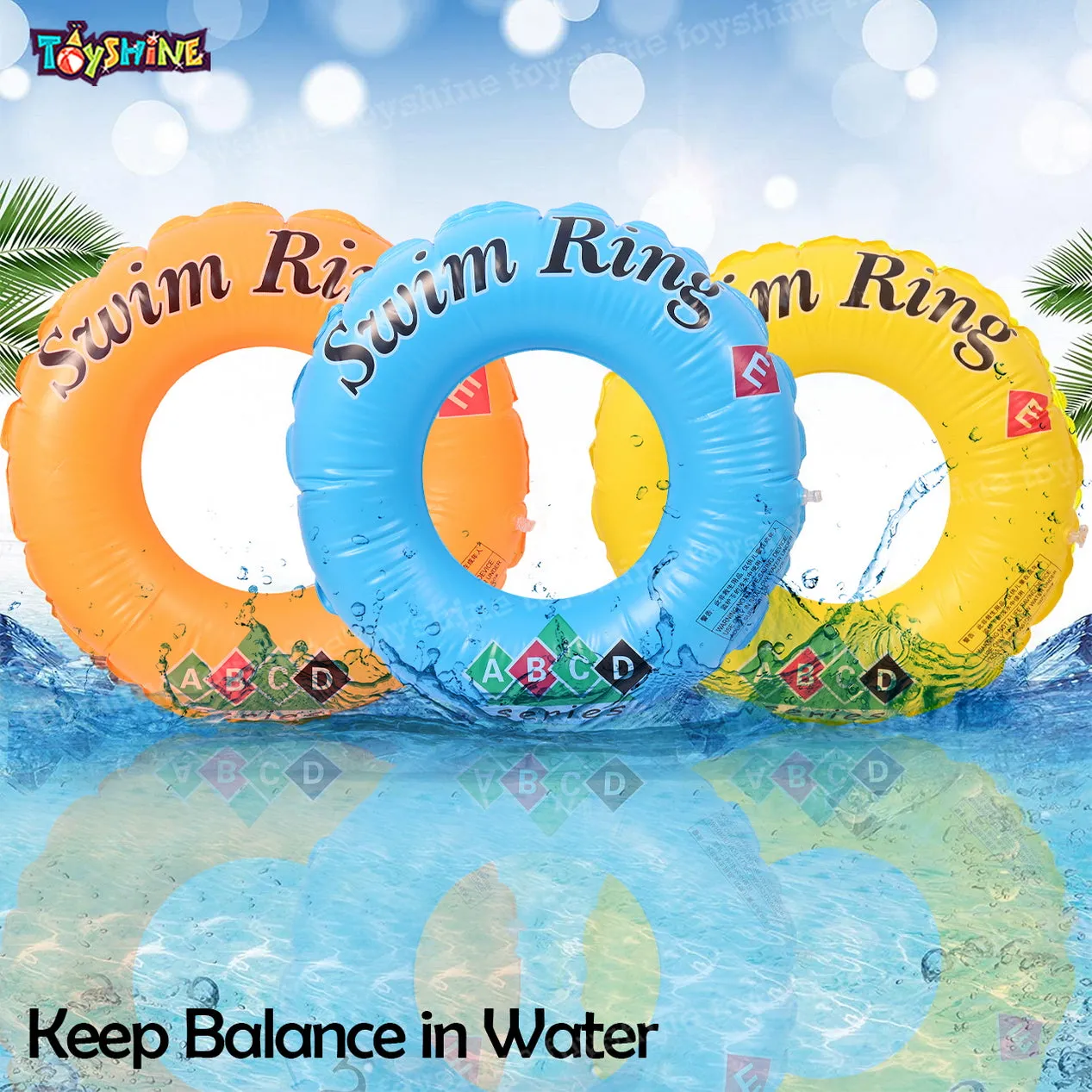 Toyshine 50cm Swim Pool Rings, Baby Pool, Swimming Rings for Kids, Inflatable Tubes, Summer Fun Water Toys for Kids, Party Fun, Beach Outdoor Party Supplies - Pack of 2- B