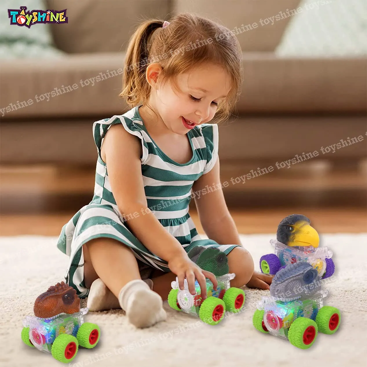 Toyshine Pack of 4 Funny Animal Automobile Car Toy Set Friction Powered Vehicle Play Set for Kids 2 Yrs, Multicolor