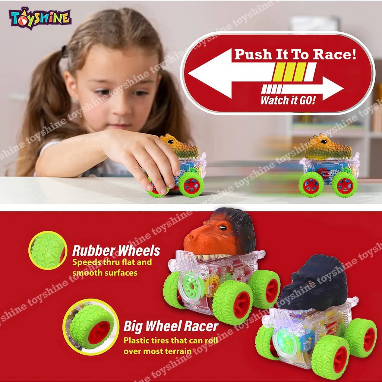Toyshine Pack of 4 Funny Animal Automobile Car Toy Set Friction Powered Vehicle Play Set for Kids 2 Yrs, Multicolor