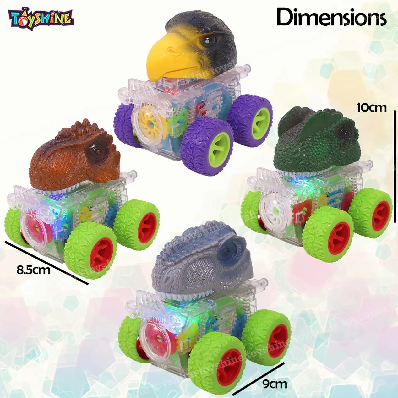 Toyshine Pack of 4 Funny Animal Automobile Car Toy Set Friction Powered Vehicle Play Set for Kids 2 Yrs, Multicolor