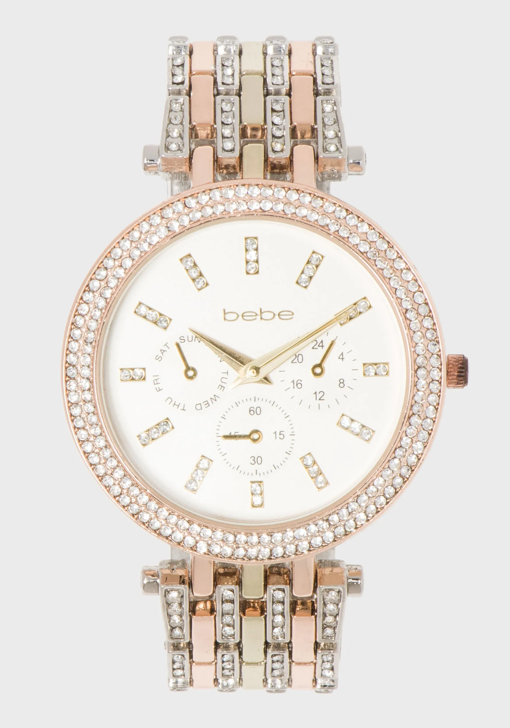 Tri-Tone Crystal Bezel Watch
