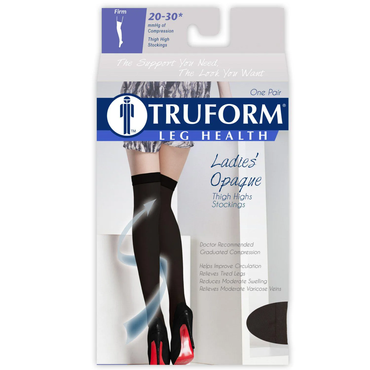 Truform Opaque Ladies’ Thigh-High Compression Stocking - 20-30mmHg