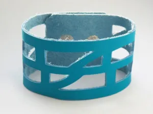 Turquoise Reclaimed Leather "Seld Empowering" Wrist Band. Leather Bracelet. Leather Cuff.
