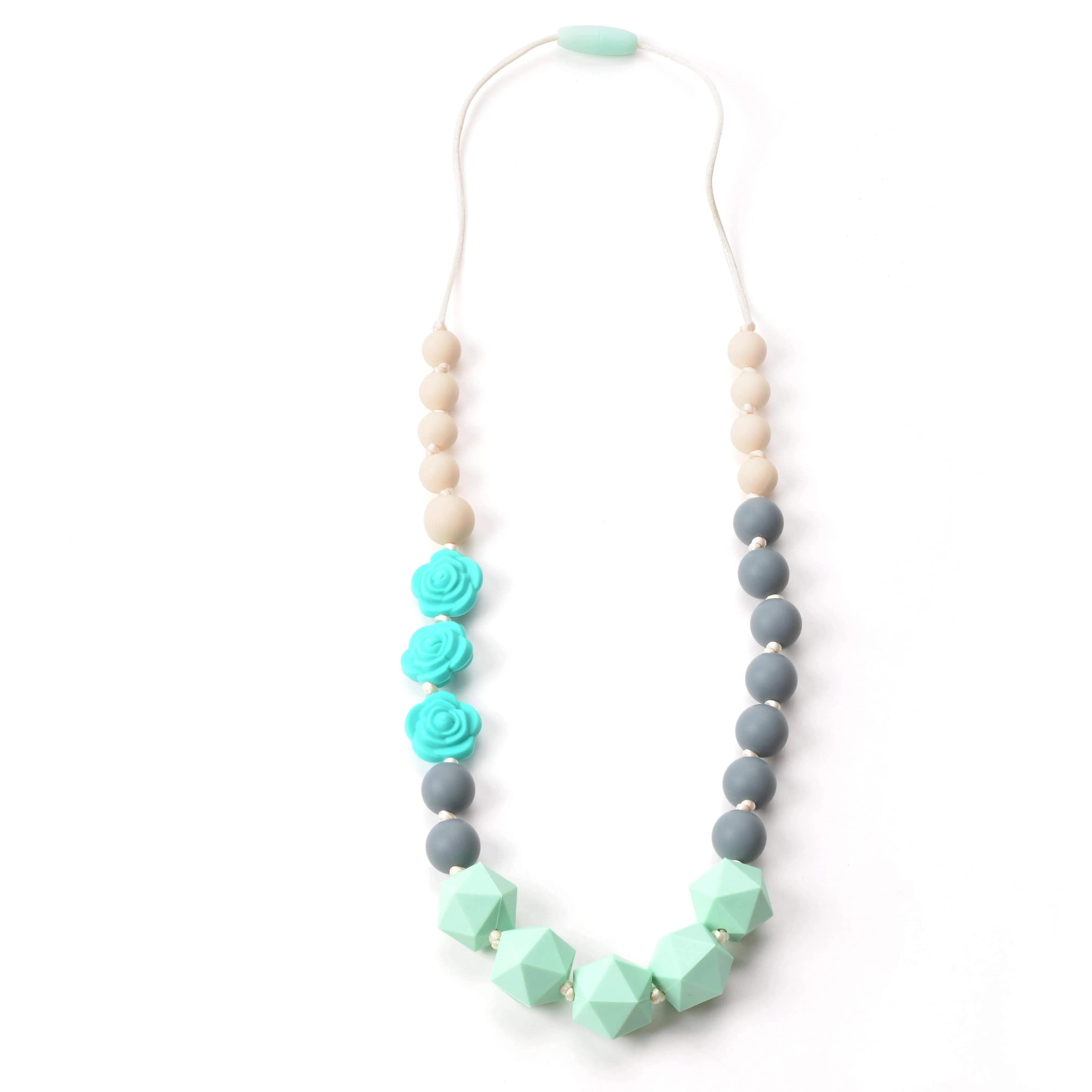 Turquoise Rose Silicone Teething Necklace