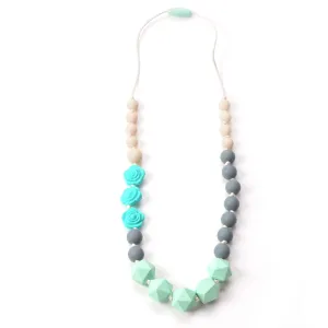 Turquoise Rose Silicone Teething Necklace