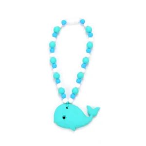 Turquoise Whale with Blue Beads Baby Carrier Teether Toy
