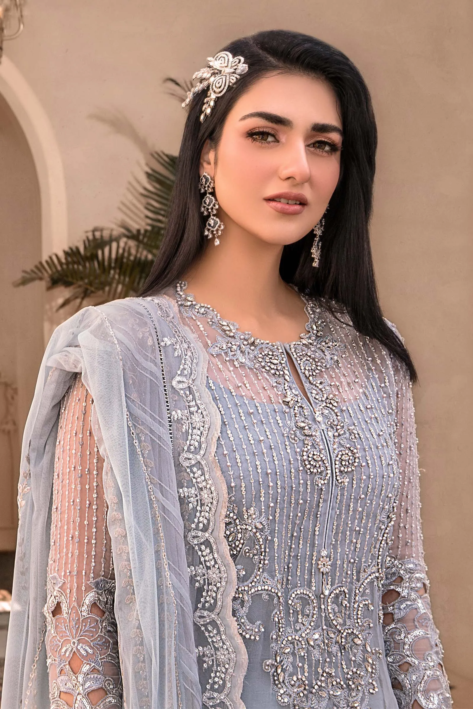 Unstitched MBROIDERED - Silver BD-2603 | Maria B Mbroidered Heritage Luxury Edition 2023 | Unstitched Embroidered Organza Suits