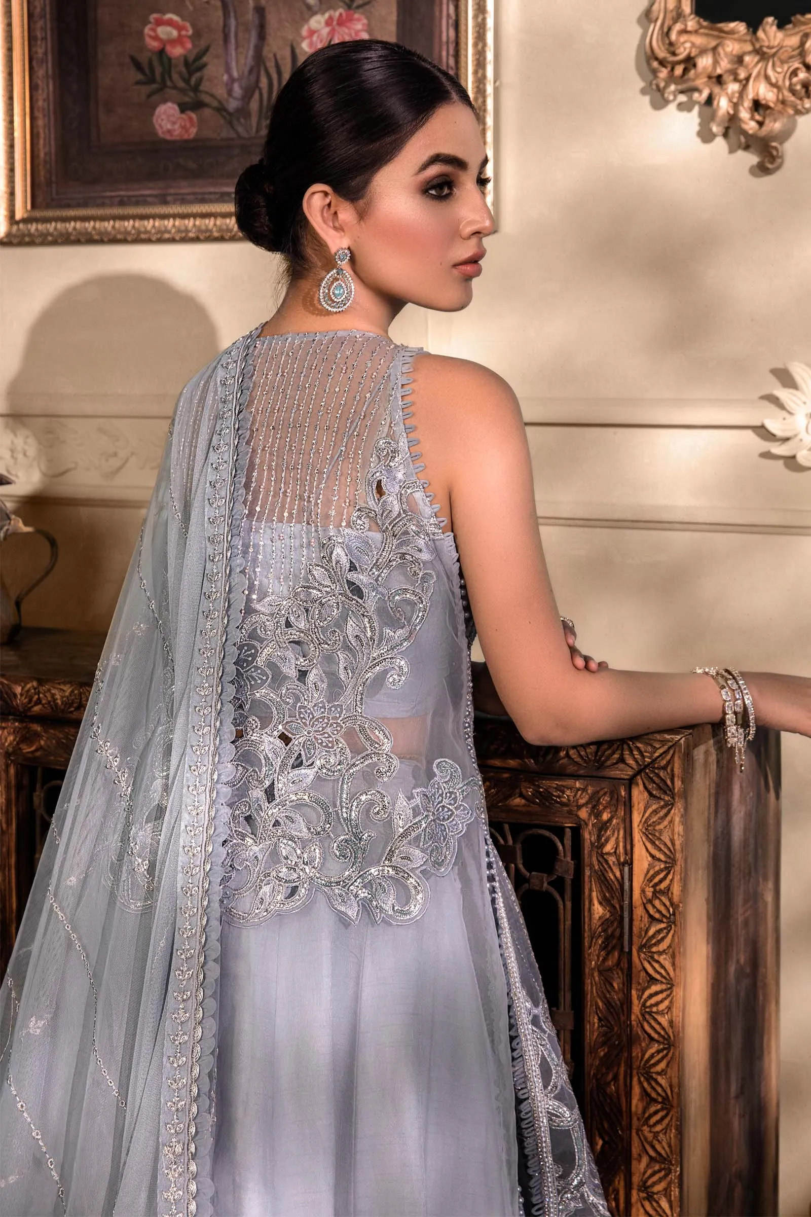 Unstitched MBROIDERED - Silver BD-2603 | Maria B Mbroidered Heritage Luxury Edition 2023 | Unstitched Embroidered Organza Suits