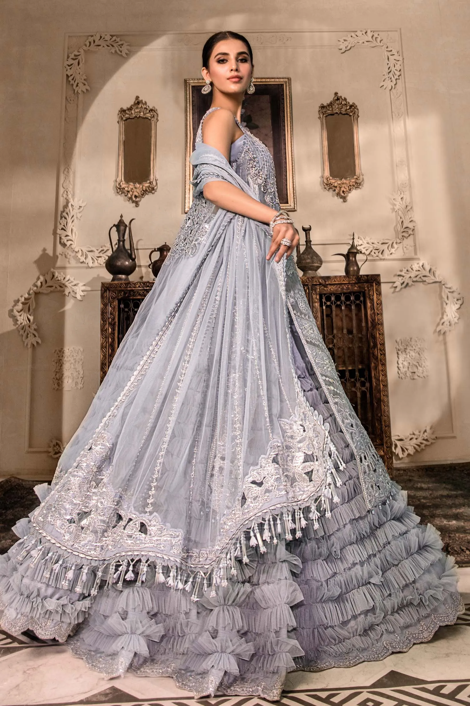 Unstitched MBROIDERED - Silver BD-2603 | Maria B Mbroidered Heritage Luxury Edition 2023 | Unstitched Embroidered Organza Suits