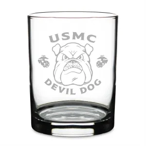 USMC Bulldog Double Old Fashion Glass*