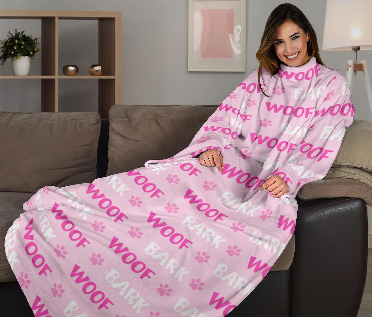 Woof Bark Adult Sleeve Blanket