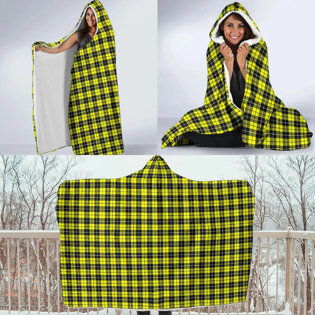 Yellow Black and White Plaid Pattern Hooded Blanket