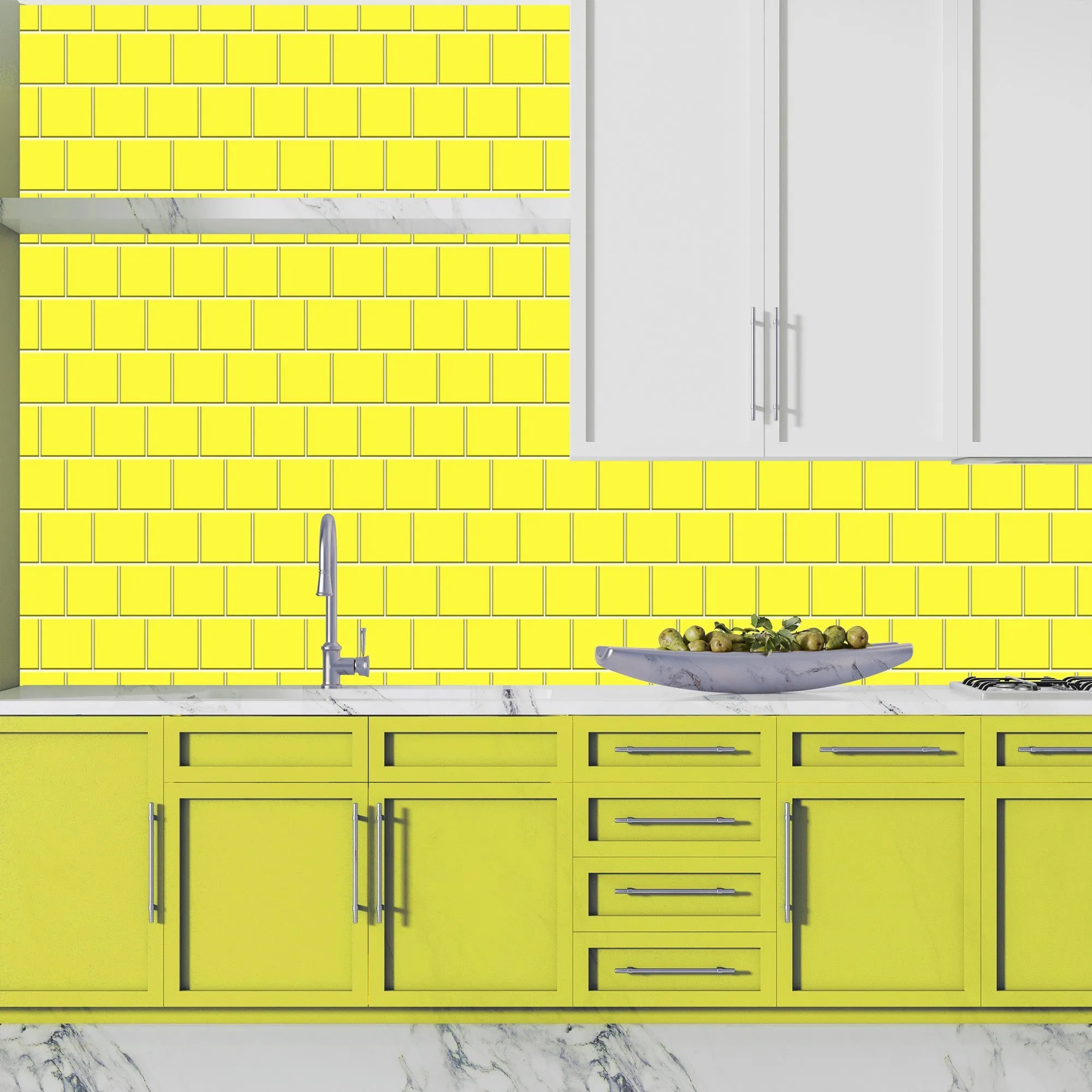 Yellow Large Square's Tile Acrylic Shower Wall Panel 2440mm x 1220mm ( 3mm Thick)